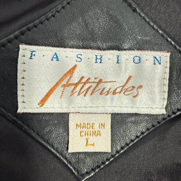 Vintage Fashion Attitudes Oversized Black Leather Jacket Women’s Large - Picture 5 of 10